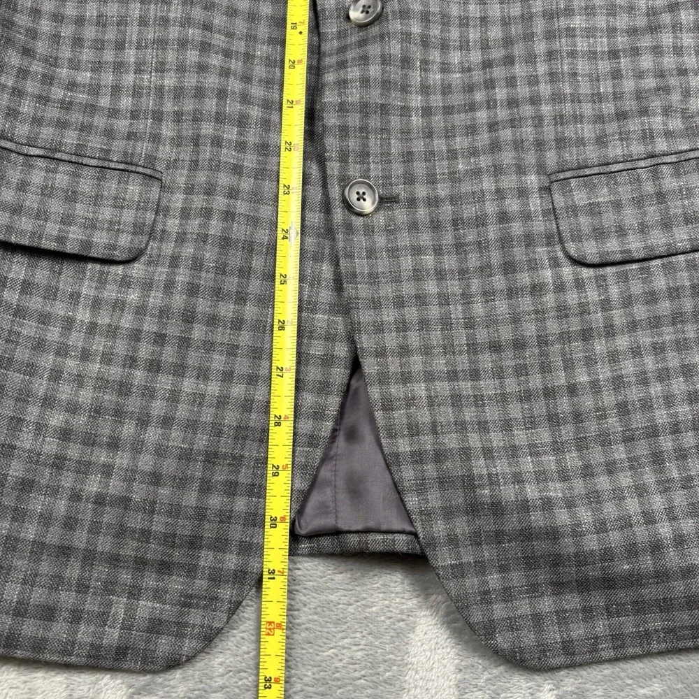 Jos A Bank Signature 40R Sport Coat Gray Plaid Wool Silk Linen Blazer NWT